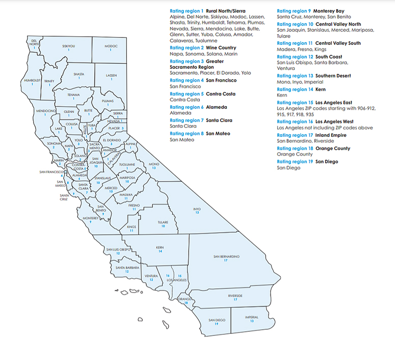 California rating regions map