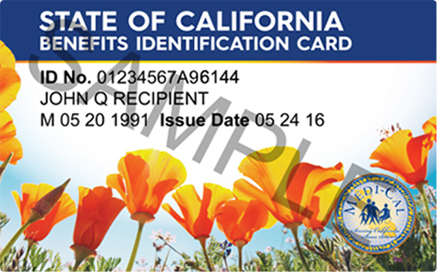 Medi-Cal ID card sample
